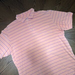 Peter Millar Men's Peach Stripe Polo Shirt L
